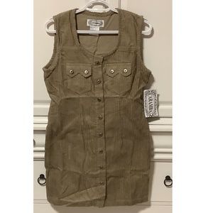 Ladies khaki corduroy button up sleeveless jumper NWT Caramba